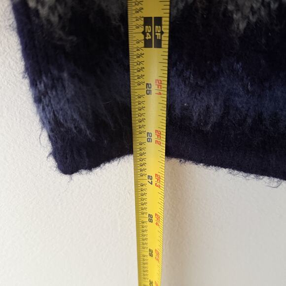 Andino Artesanias Alpaca Wool Zip Jacket L Blue Fair Isle Llama Knit Hooded - Picture 3 of 6